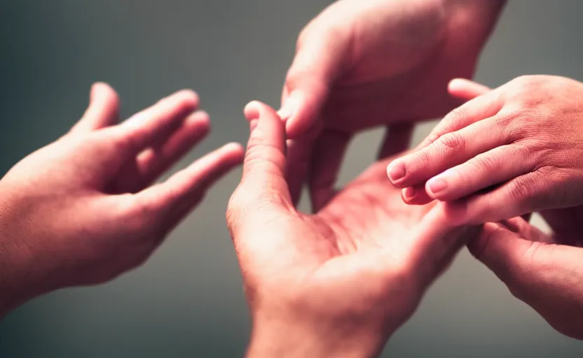 Image similar to photograph of hands lots of hands, one point perspective, 1-point perspective, tilt shift, sigma 85mm f/1.4, 4k, depth of field, high resolution, 4k, 8k, hd, full color