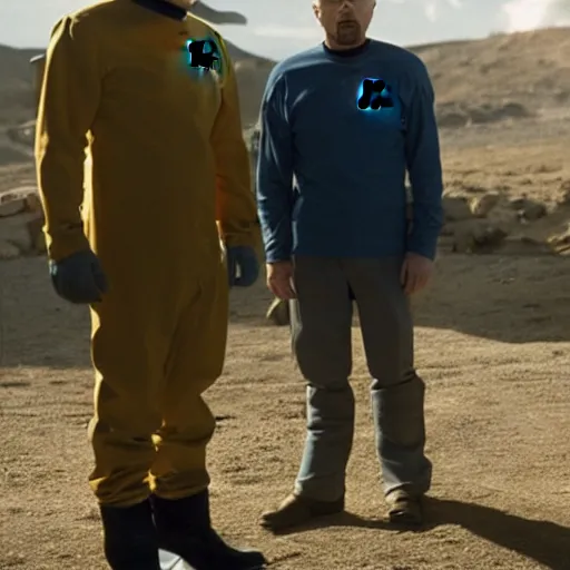 Image similar to walter white and jesse pinkman in star trek, still from star trek