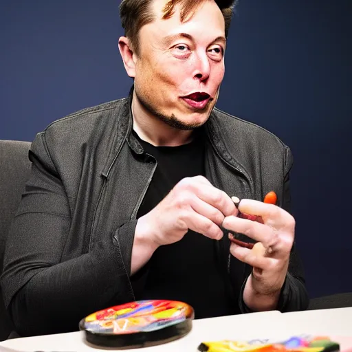 Prompt: elon musk eating crayons, realistic, award winning, photography,