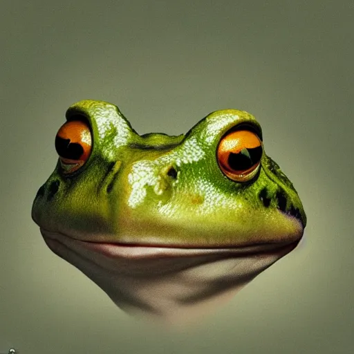 Image similar to hyperrealistic mixed media image of a ( frog ) whose head resembles alex jones, stunning 3 d render inspired art by greg rutkowski and xiang duan and thomas eakes, perfect symmetry, flesh texture, realistic, highly detailed attributes and atmosphere, dim volumetric cinematic lighting, 8 k octane detailed render, post - processing, masterpiece,