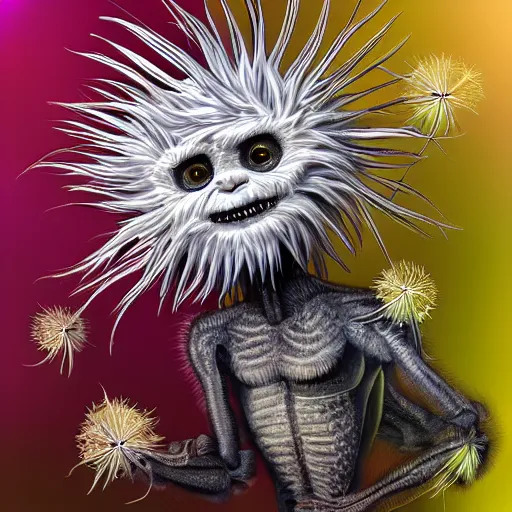 Prompt: A humanoid dandelion monster, highly detailed, digital art, sharp focus, trending on art station, plant, anime art style