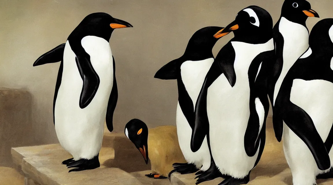 Image similar to Linux Tux penguin wallpaper painted by Rubens