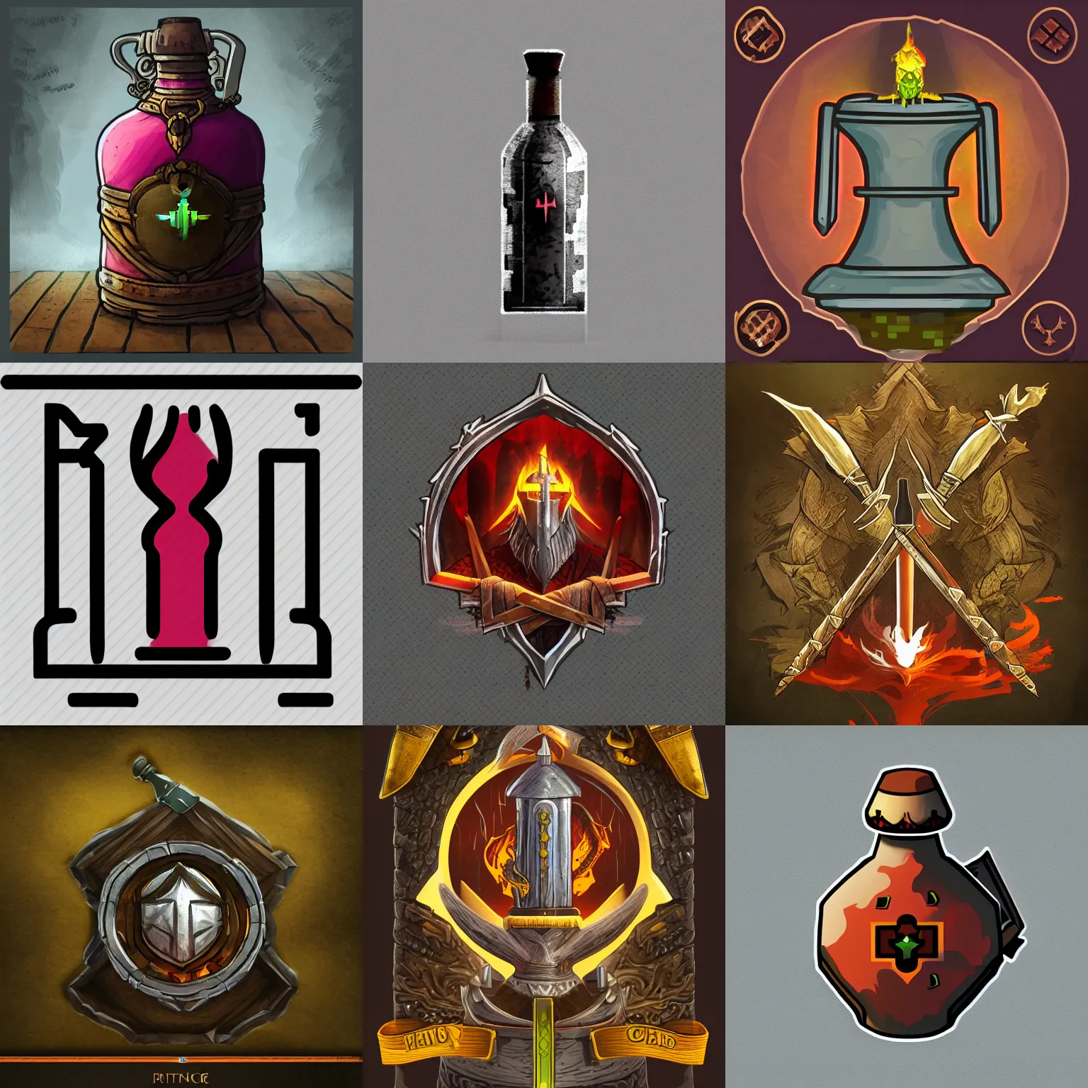 Prompt: an icon of a health potion , artstation, rpg, digital art, isometric, dark background, dark souls, the witcher 3, crusader kings, skyrim