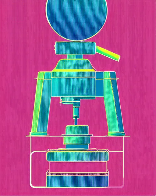 Image similar to ( ( strong dither ) ), editorial illustration scientific lab test tube telescope map microscope, colorful modern, mads berg, karolis strautniekas, christopher balaskas, fine texture, dynamic composition, detailed, matte print, dynamic perspective, halftone texture, muted color, lomography, risograph