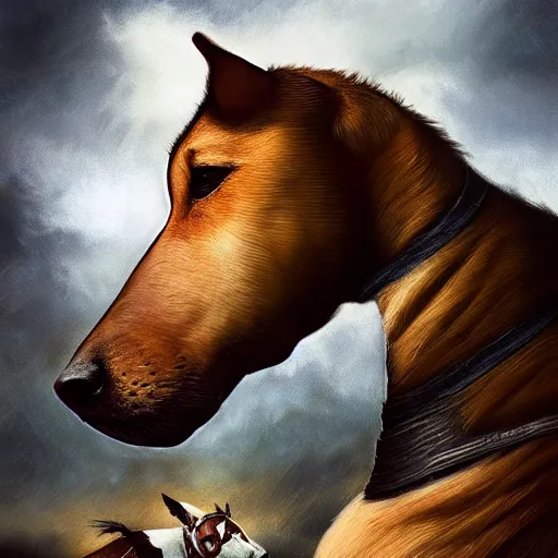 Prompt: hyperrealistic mixed media high resolution painting of a Jack Russell Terrier riding a horse into the Civil War, stunning 3d render inspired art by István Sándorfi and Greg Rutkowski and Unreal Engine, perfect symmetry, dim volumetric lighting, 8k octane beautifully detailed render, post-processing, extremely hyper-detailed, intricate, epic composition, highly detailed attributes, highly detailed atmosphere, cinematic lighting, masterpiece, trending on artstation, very very detailed, masterpiece, stunning, flawless structure, lifelike texture, perfection,