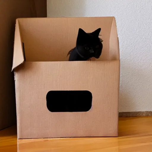 Prompt: a cat mate out of cardboard