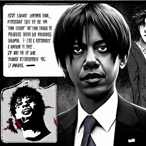 Image similar to obama in death note, anime, holding black notebook