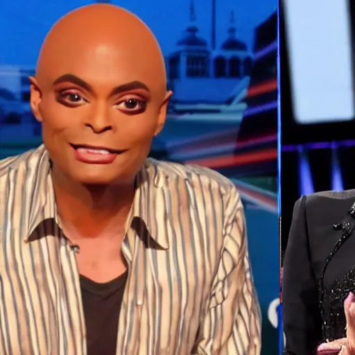 Prompt: ben shapiro competing on ru paul's drag race