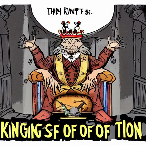 funny cartoon king on throne