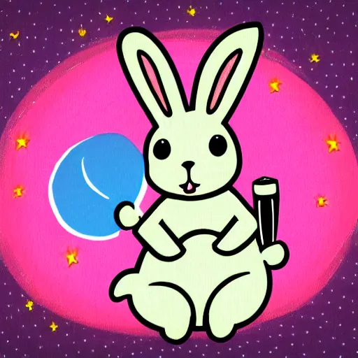 Prompt: panic attack rabbit ridding a rocket