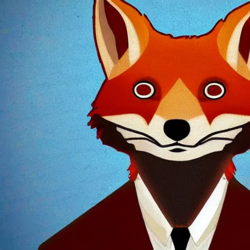 Image similar to A suit and tie with the head of a fox.