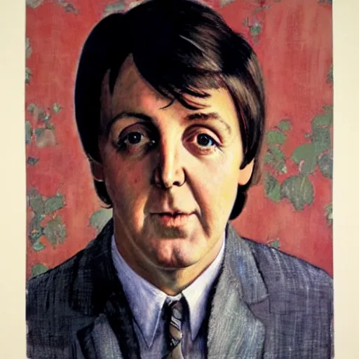 Image similar to portrait of Paul McCartney (1965), by Norman Rockwell