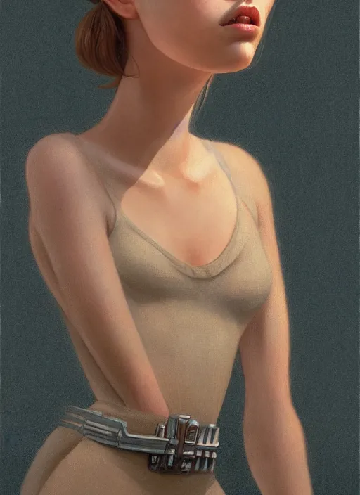 Image similar to hyper realistic zoomed out portrait of ana de armas wearing clothes from the fifth element, by hsiao ron cheng, ngai victo, nivanh chanthara jean delville wlop and dougherty patrick, trending on artstation, soft light