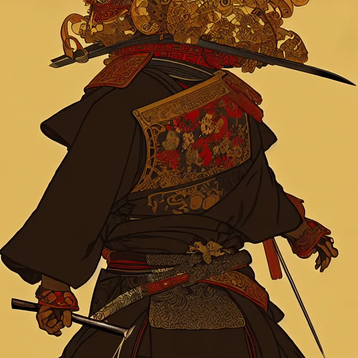 Image similar to anthropomorphic samurai bear, diffuse lighting, fantasy, intricate, highly detailed, lifelike, photorealistic, digital painting, artstation, illustration, concept art, smooth, sharp focus, art by alphonse mucha and stan sakai