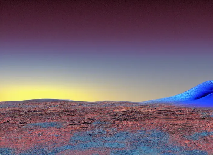 Image similar to beautiful blue sunset on Mars, detailed digital art, blue lighting