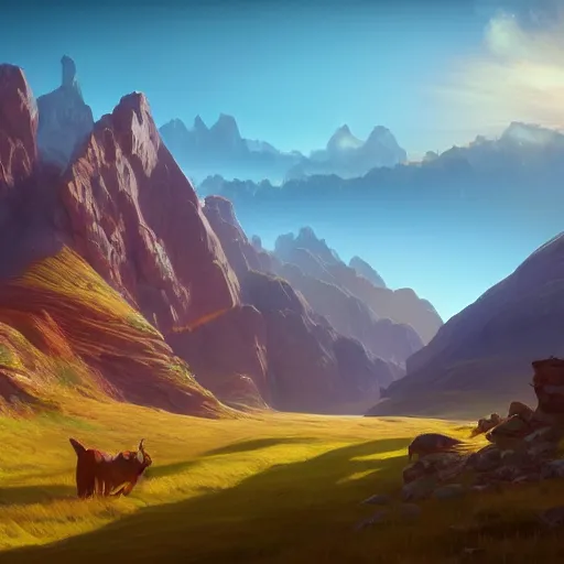 Image similar to Lively sunny landscape of Southwest Montana realistic detailed digital art by Maxwell Boas Jessica Rossier Christian Dimitrov Anton Fadeev trending on Artstation CGSociety rendered in Unreal Engine 4k HQ