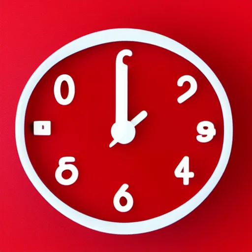 Image similar to Very tiny red alarm clock that looks like the iOS emoji and has the same colors, 3D clay render, 4k UHD, white background, isometric top down left view, diffuse lighting, zoomed out very far