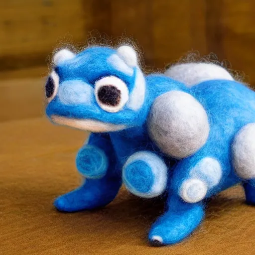 Image similar to a needle felted blastoise, needle felting art.