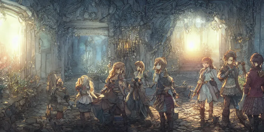 Image similar to it came as a joyous daybreak to end the long night of their captivity. ultrafine highly detailed colorful illustration, intricate linework, sharp focus, octopath traveler, final fantasy, unreal engine highly rendered, global illumination, radiant light, intricate environment