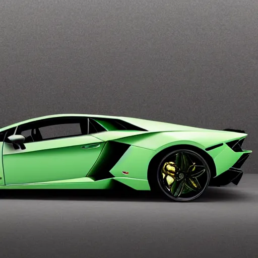 Prompt: photo of lamborghini car covered by marijuana pattern, photorealism,