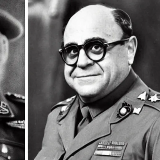 Image similar to portrait photograph of Danny DeVito as a WW2 Nazi Germany general