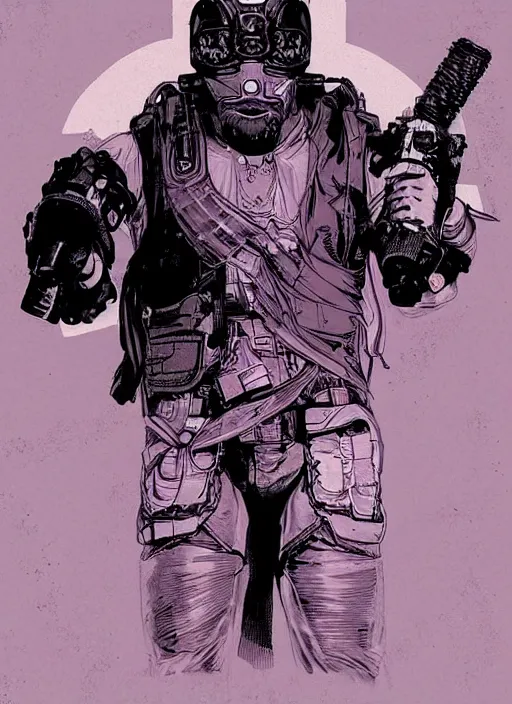 Image similar to cyberpunk pro wrestler. portrait by ashley wood and alphonse mucha and laurie greasley and josan gonzalez and james gurney. splinter cell, apex legends, rb 6 s, hl 2, d & d, cyberpunk 2 0 7 7. realistic face. character clothing. vivid color. dystopian setting.