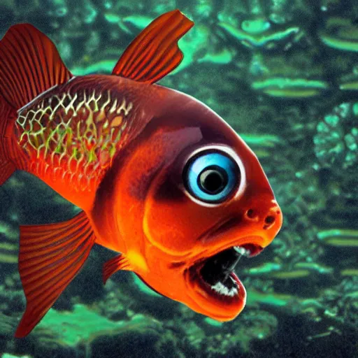 Prompt: a cyborg goldfish