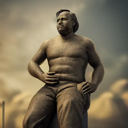 Image similar to Statue of Alex Jones, highly detailed, octane render, 4k, soft light, studio photograph