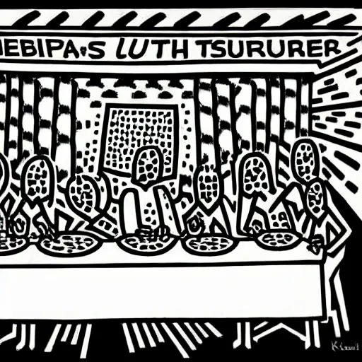 Image similar to The last supper, by Keith Haring