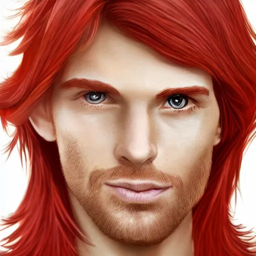 Prompt: professional digital art of a healthy man with red hair and green eyes, popular, famous, attractive, high quality, highly detailed, hd, 4 k, 8 k,