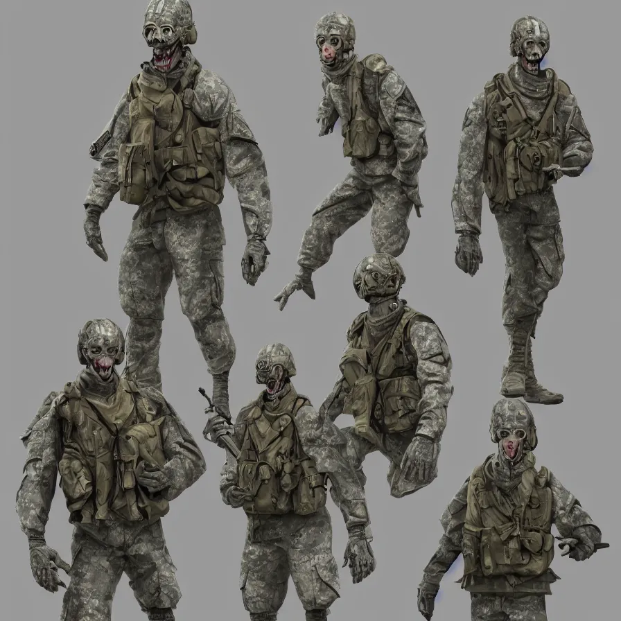 Image similar to suited beings, 4 limbs and civilized behavior, military soldier behavior, photorealistic rendering, hyperdetailed