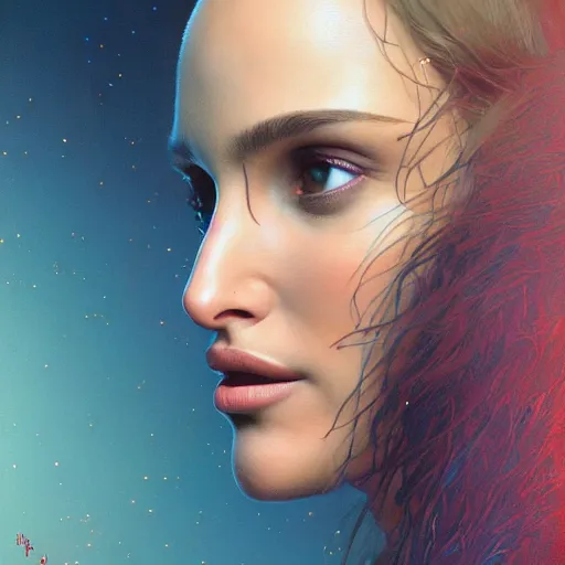 Image similar to photorealistic beautiful ethereal natalie portman in the style of michael whelan and greg rutkowski. hyperdetailed photorealism, 1 0 8 megapixels, amazing depth, glowing rich colors, powerful imagery, psychedelic overtones, 3 d finalrender, 3 d shading, cinematic lighting, artstation concept art