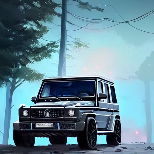 Image similar to a g wagon in the style of sylvain sarrailh, beautiful digital art, cinematic art, concept art, matte painting, oil painting