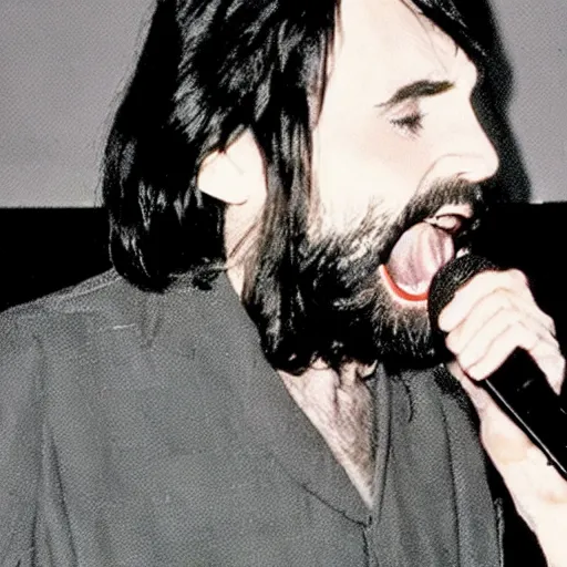 Image similar to charles manson singing with beatles, high quality photography, realistic, detailed, uncropped, face detail,