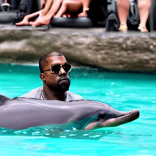 Image similar to kanye west swimming with dolphins