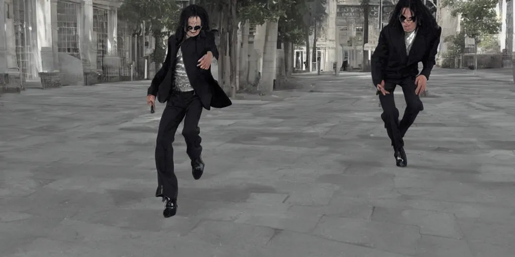 Image similar to michael jackson alone, by himself 2 0 0 9 style wearing shades alive in 2 0 2 2, alone, this is it style, photo real, motion blur, walking, by himself, real life, spotted, sighting, rare, ultra realistic accurate face, caught in 4 k, movie still, uhd, sharp, detailed, cinematic, render, modern