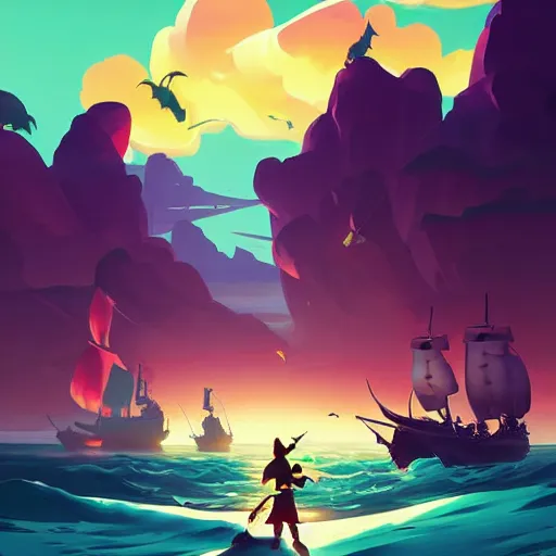 Image similar to painting treasure on sea of thieves game smooth median photoshop filter cutout vector, behance hd by jesper ejsing, by rhads, makoto shinkai and lois van baarle, ilya kuvshinov, rossdraws global illumination