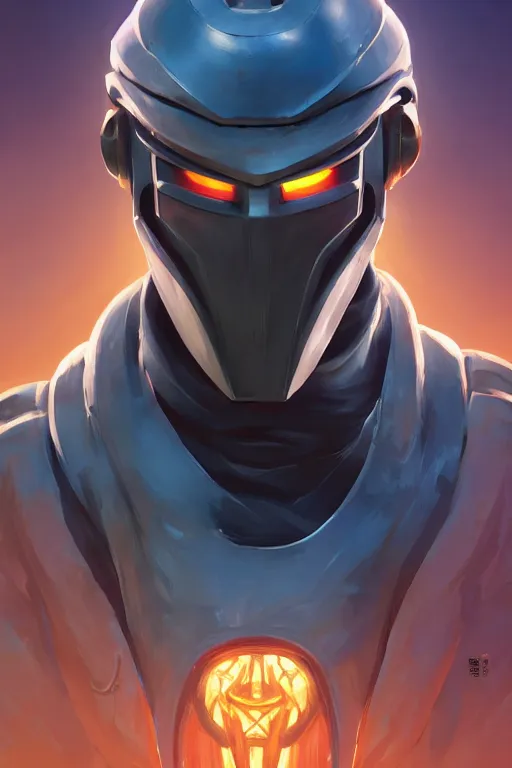 Image similar to epic mask helmet robot ninja portrait stylized as fornite style game design fanart by concept artist gervasio canda, behance hd by jesper ejsing, by rhads, makoto shinkai and lois van baarle, ilya kuvshinov, rossdraws global illumination radiating a glowing aura global illumination ray tracing hdr render in unreal engine 5