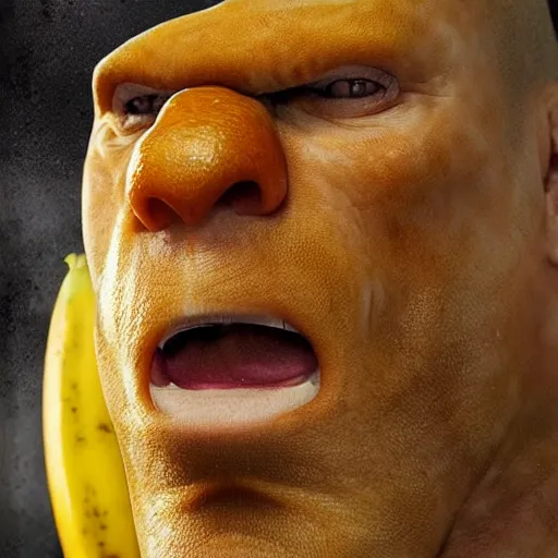 Image similar to ron perlman as banana, realistic, greg rutkowski