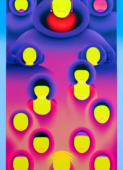 Prompt: meditaiting men by shusei nagaoka, kaws, david rudnick, airbrush on canvas, pastell colours, cell shaded!!!, 8 k