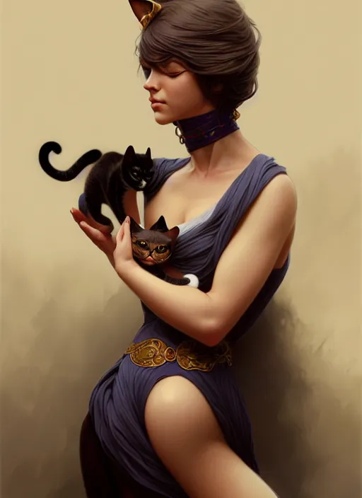 Image similar to liam o'brien as a cat, intricate, elegant, highly detailed, digital painting, artstation, concept art, smooth, sharp focus, illustration, art by artgerm and greg rutkowski and alphonse mucha, 8 k