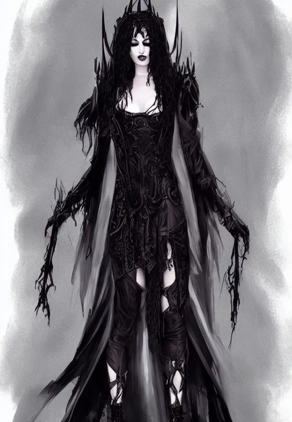 Image similar to female wearing gothic clothes, concept art by jin kim