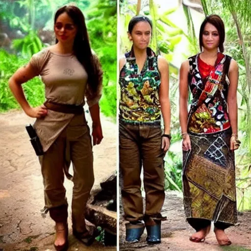 Prompt: hey ai use your best to give me beautiful lara croft wearing batik!