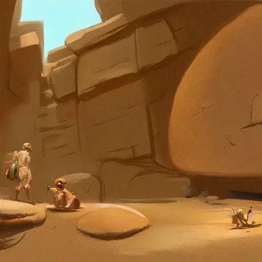 Image similar to a concept art of a pair of flip flops in the rocks, by Craig mullins, Steve Purcell, Ralph McQuarrie. Centered image, no background