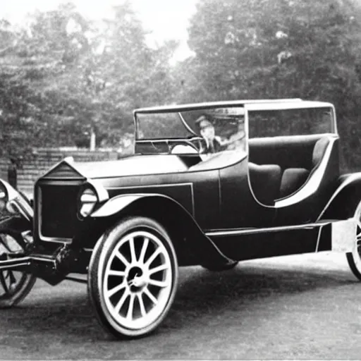 Prompt: a Tesla car in 1920