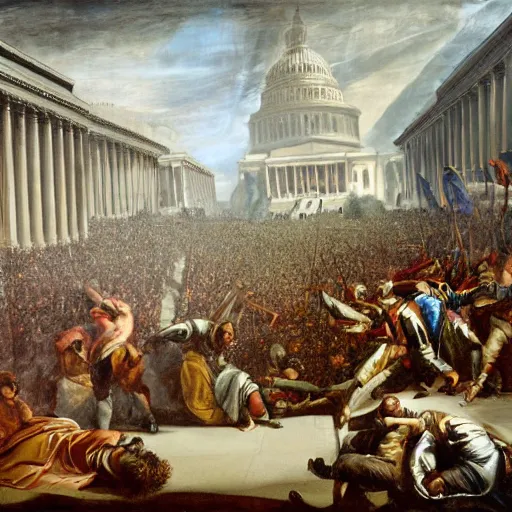 Prompt: painting of capitol riot jan 6th, Paolo Veronese style