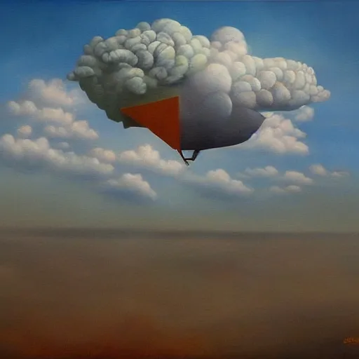 Prompt: running on a cloud surrealist painting