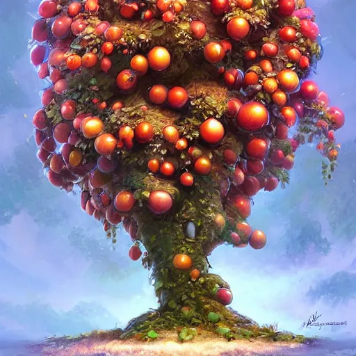 Image similar to tree that looks like fruits, made by stanley artgerm lau, wlop, rossdraws, james jean, andrei riabovitchev, marc simonetti, yoshitaka amano, artstation, cgsociety