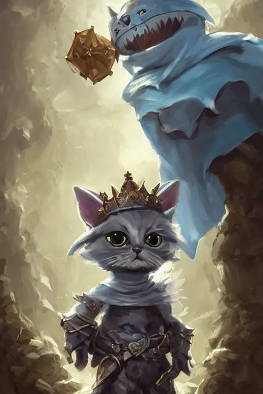 Prompt: cute little anthropomorphic cat knight wearing a cape and a crown, tiny, small, miniature cat , baby animal, short, pale blue armor, cute and adorable, pretty, beautiful, DnD character art portrait, matte fantasy painting, DeviantArt Artstation, by Jason Felix by Steve Argyle by Tyler Jacobson by Peter Mohrbacher, cinematic lighting