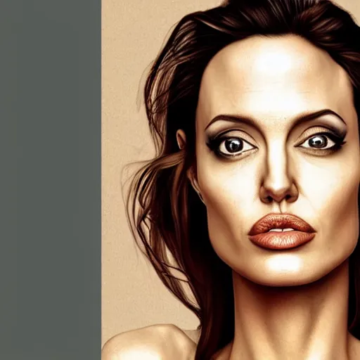 Image similar to an orange with the face of angelina jolie